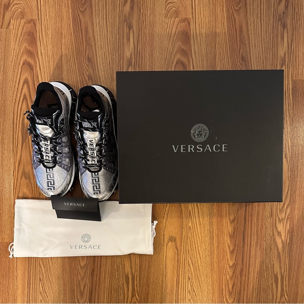 Versace Trigreca Sliver Glitter Limited Edition Womens Sneakers Size 41.5eu/8.5